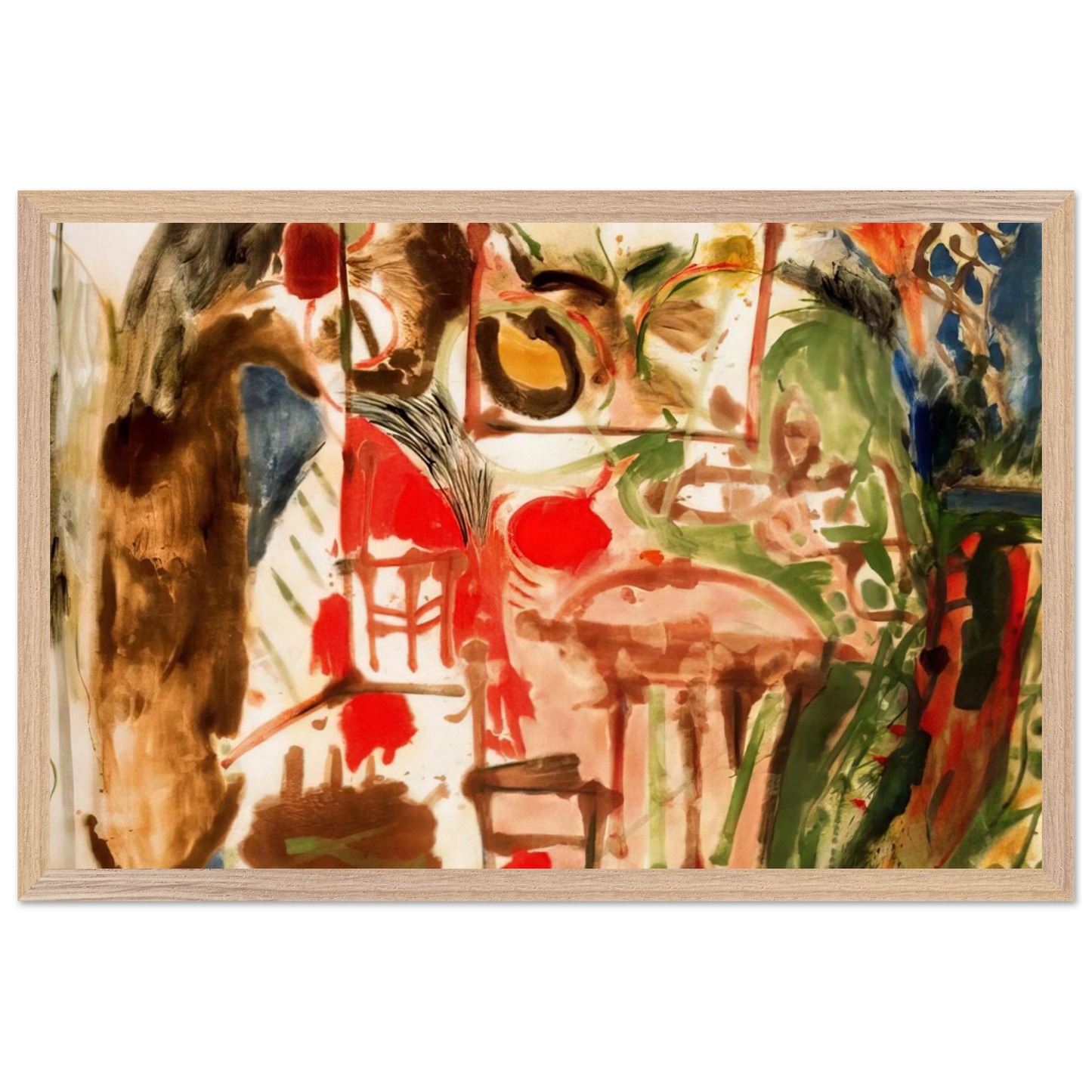 Helen Frankenthaler - Interior - 1957 Wall art - 20x25 cm / 8x10 inches - Premium Wooden Framed Poster With Fine Art Paper-canvas - White frame