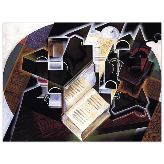 Juan Gris - BOOK PIPE AND GLASSES  75x100 cm / 30x40inches Fine Art Poster