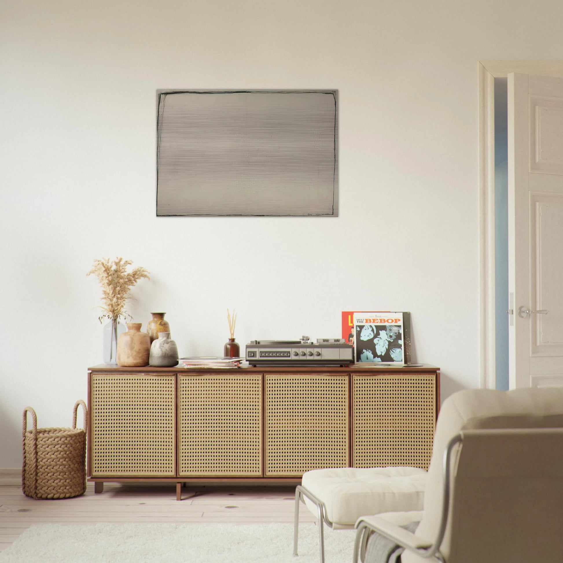 Drawing 24.4.60 - 1960 - Bob Law Brushed Aluminum Print - 70x100 cm / 28x40 inches | Bob Law Aluminum Print | Bob Law Prints