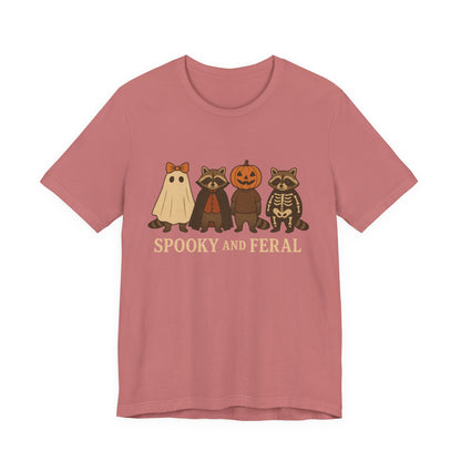 Gruseliges Waschbär-Shirt, lustiges Halloween-T-Shirt mit Grafik, süßes Vintage-Herbst-T-Shirt, trendiges Damen-Halloween-Shirt, T-Shirt mit wildem Waschbär-Motiv