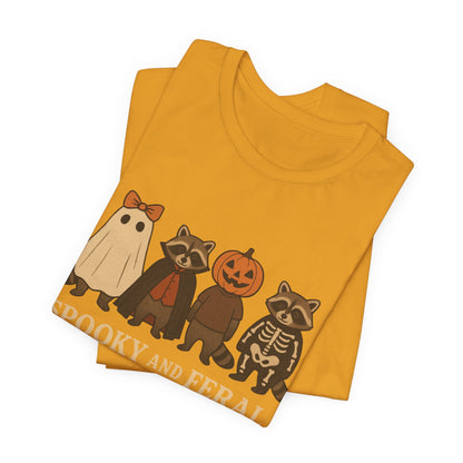 Gruseliges Waschbär-Shirt, lustiges Halloween-T-Shirt mit Grafik, süßes Vintage-Herbst-T-Shirt, trendiges Damen-Halloween-Shirt, T-Shirt mit wildem Waschbär-Motiv