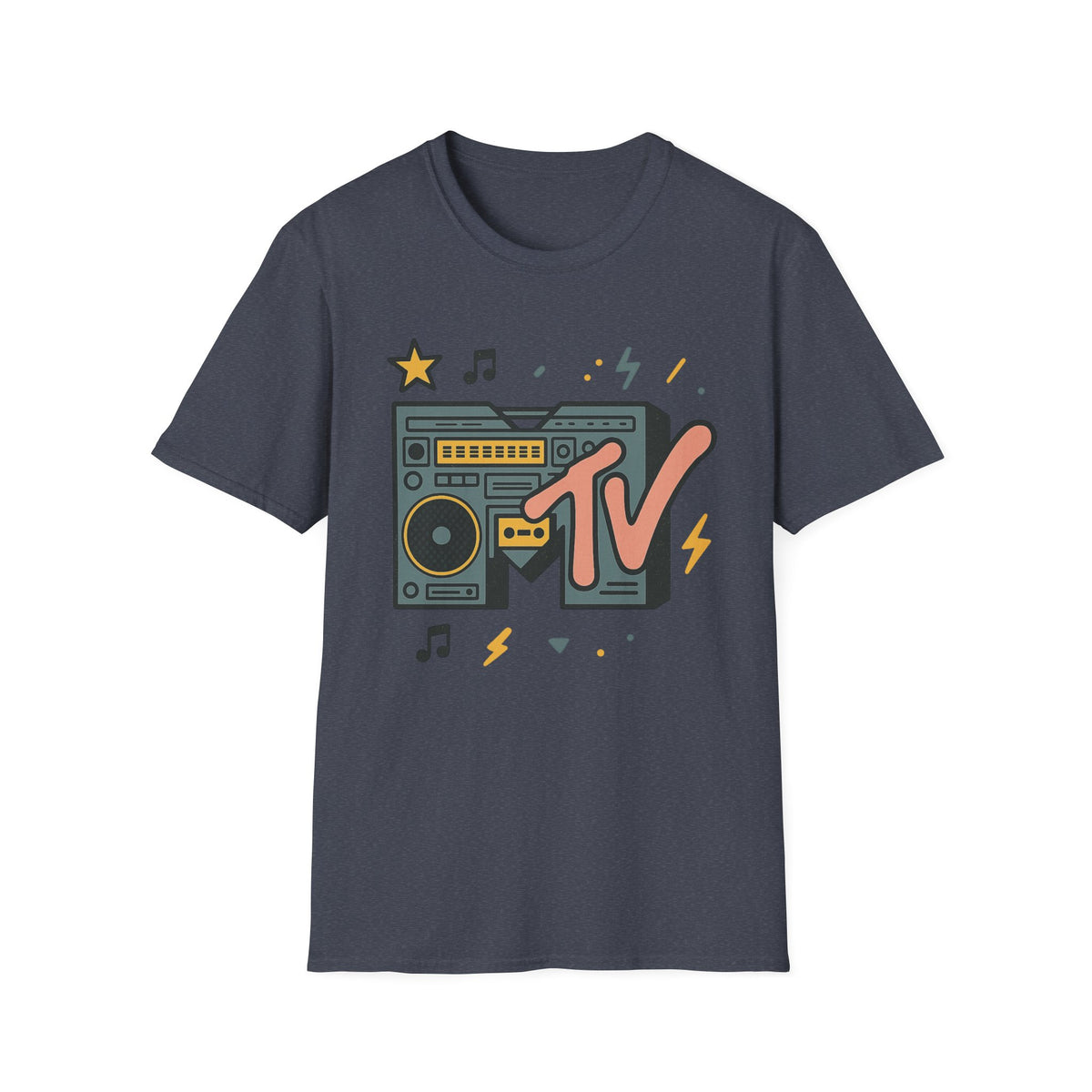 Retro MTV Vintage Leopardenmuster Musikfernsehen Grafik T-Shirt 80er 90er Throwback Unisex Band Shirt Animal Print Rock Style T-Shirt