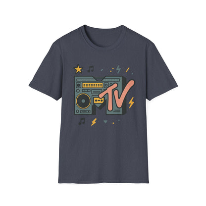 Retro MTV Vintage Leopardenmuster Musikfernsehen Grafik T-Shirt 80er 90er Throwback Unisex Band Shirt Animal Print Rock Style T-Shirt