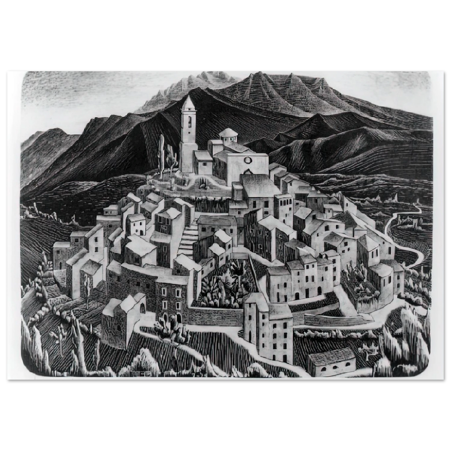 MC Escher - ESCHER (11) Wall Art - 21x29.7 cm / 8x12" - Premium Wooden Framed Poster With Fine Art Paper - Black frame