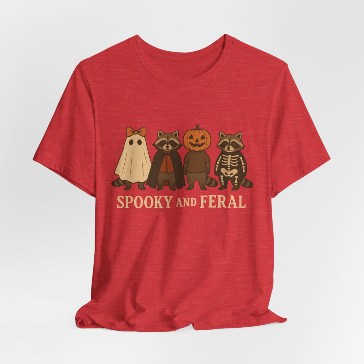 Gruseliges Waschbär-Shirt, lustiges Halloween-T-Shirt mit Grafik, süßes Vintage-Herbst-T-Shirt, trendiges Damen-Halloween-Shirt, T-Shirt mit wildem Waschbär-Motiv