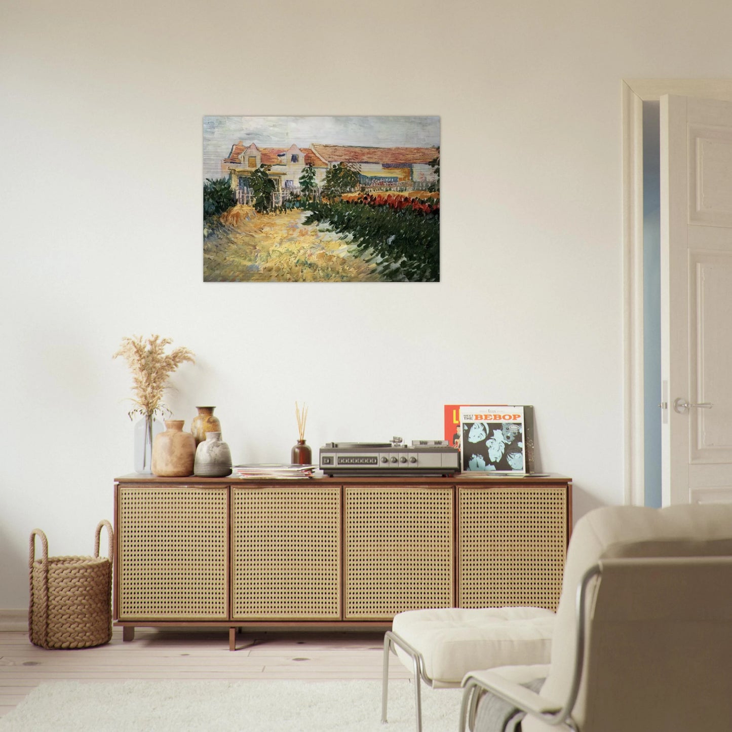 House with sunflowers - Vincent van Gogh Brushed Aluminum Print - 70x100 cm / 28x40 inches | Vincent van Gogh Aluminum Print | Vincent van Gogh Prints