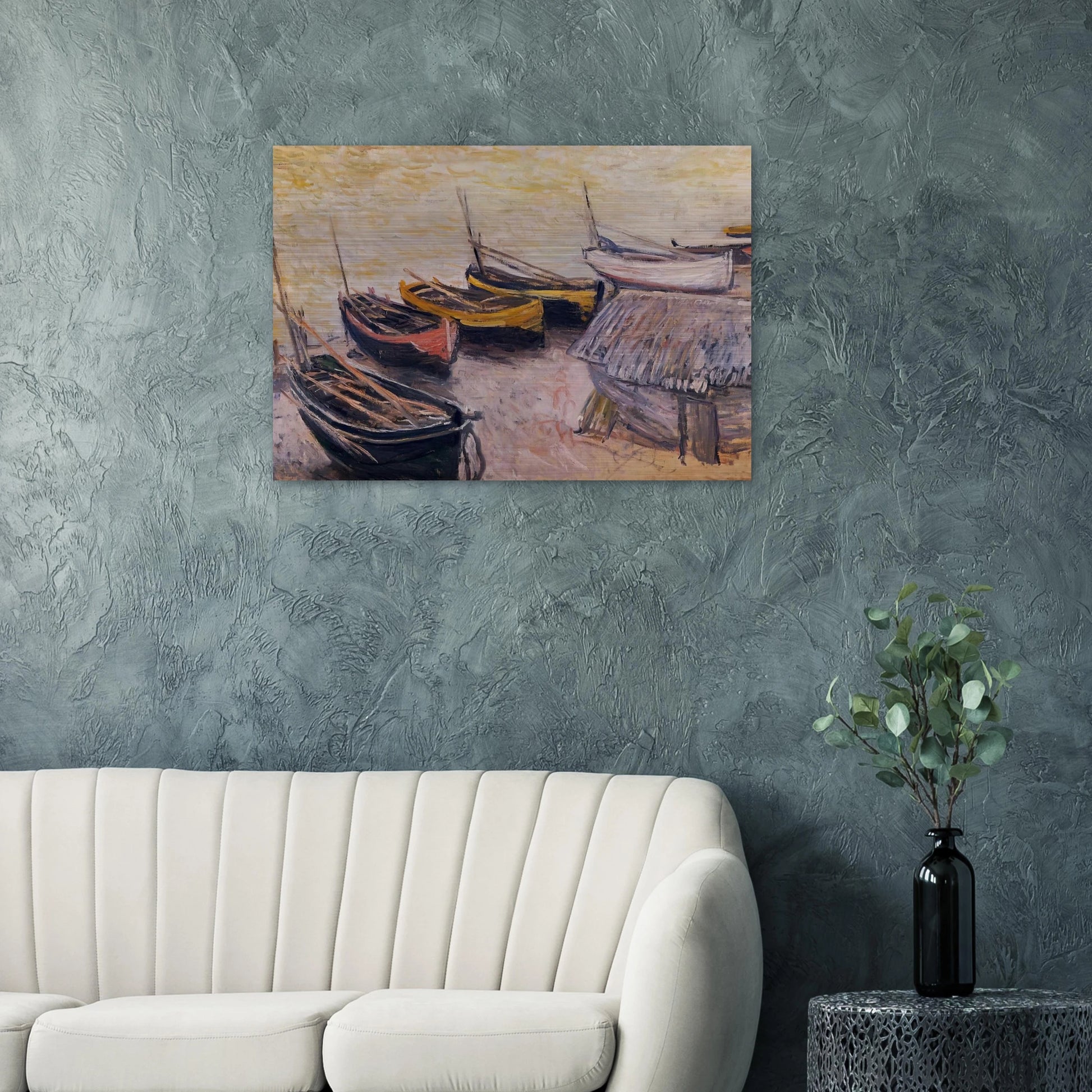 Boats on the Beach - claude monet Brushed Aluminum Print - 70x100 cm / 28x40 inches | claude monet Aluminum Print | claude monet Prints