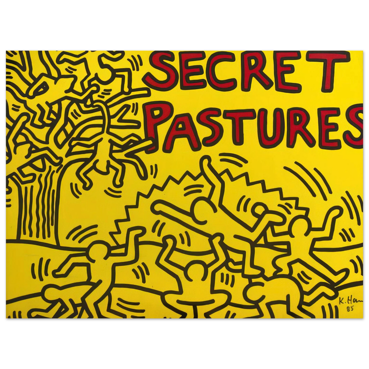 Keith Haring - A POSTER FOR THE BILL T JONES AND ARNIE ZANE PERFORMANCE PIECE SECRET PASTURES 1984  75x100 cm / 30x40inches Fine Art Poster