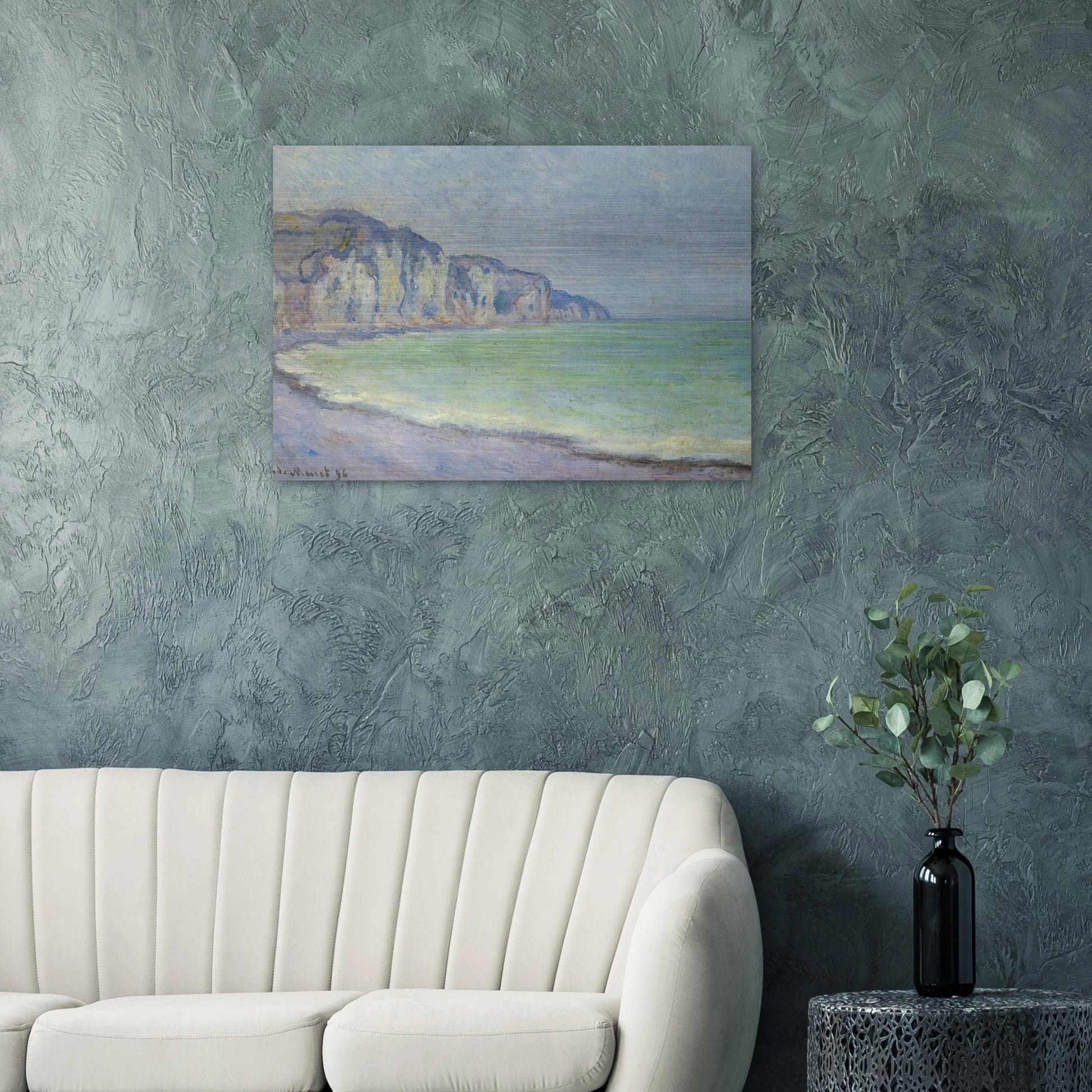 Cliff at Pourville 2 - claude monet Brushed Aluminum Print - 70x100 cm / 28x40 inches | claude monet Aluminum Print | claude monet Prints