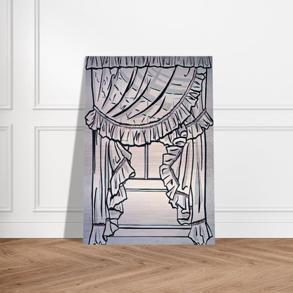 CURTAINS 1962 - Roy Lichtenstein Brushed Aluminum Print - 70x100 cm / 28x40 inches | Roy Lichtenstein Aluminum Print | Roy Lichtenstein Prints