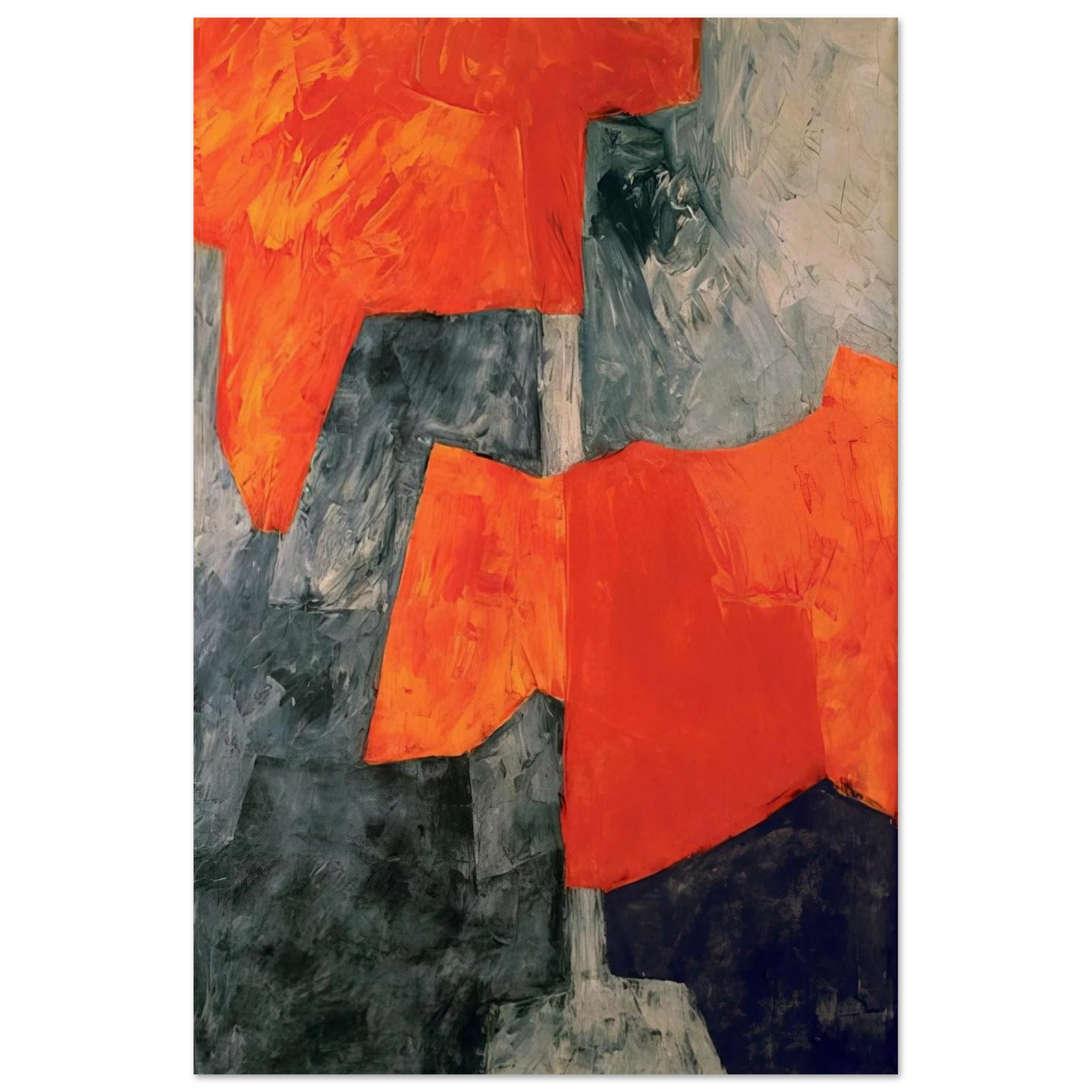 Composition grise et rouge - 1964 - Serge Poliakoff Art Prints - 100x150 cm / 40x60″ inches | Serge Poliakoff Poster | Serge Poliakoff Prints