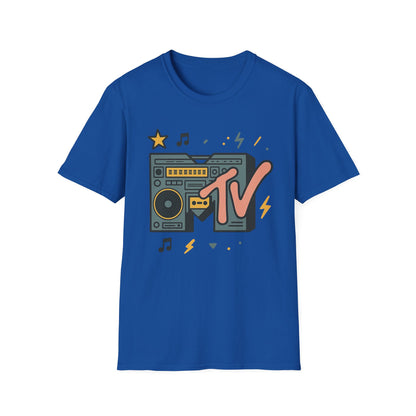 Retro MTV Vintage Leopardenmuster Musikfernsehen Grafik T-Shirt 80er 90er Throwback Unisex Band Shirt Animal Print Rock Style T-Shirt