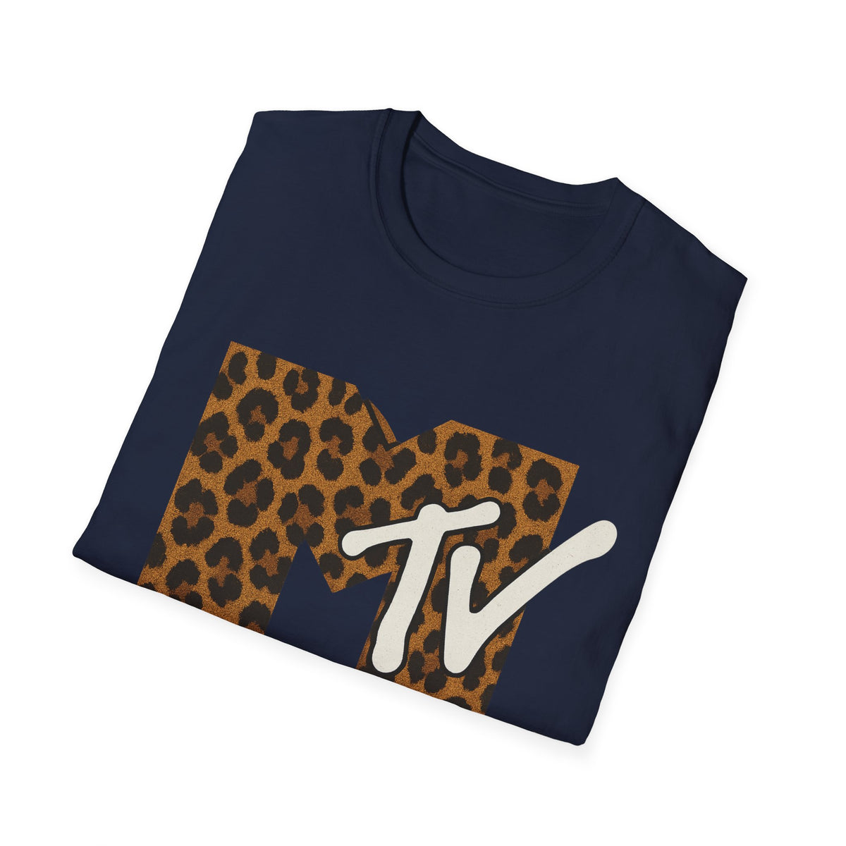 Vintage MTV T-Shirt mit Leopardenmuster, Retro-Musik- und Fernseh-Look der 80er und 90er Jahre, Unisex-Rock-Shirt mit Tiermotiv