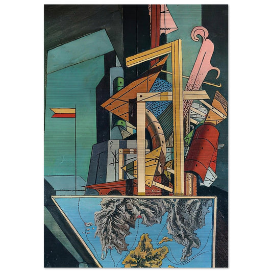 THE MELANCHOLY OF DEPARTURE 1916 1 - Giorgio de Chirico Brushed Aluminum Print - 70x100 cm / 28x40 inches | Giorgio de Chirico Aluminum Print | Giorgio de Chirico Prints