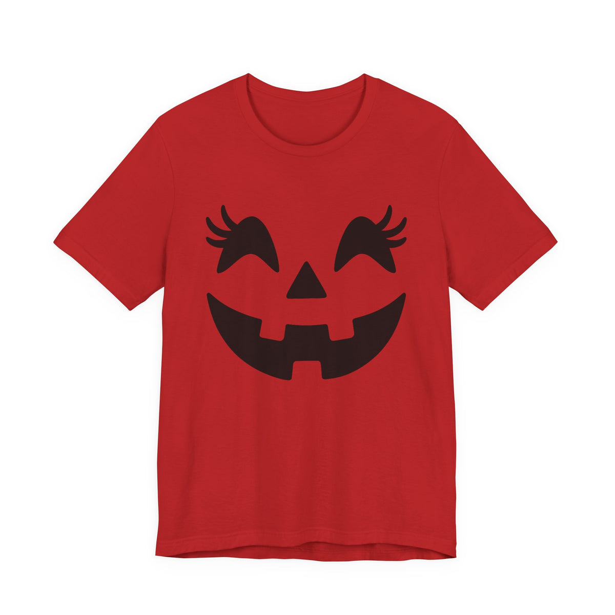 Jack O'Lantern Gesicht Kürbis Wimpern Halloween Damen Mädchen T-Shirt