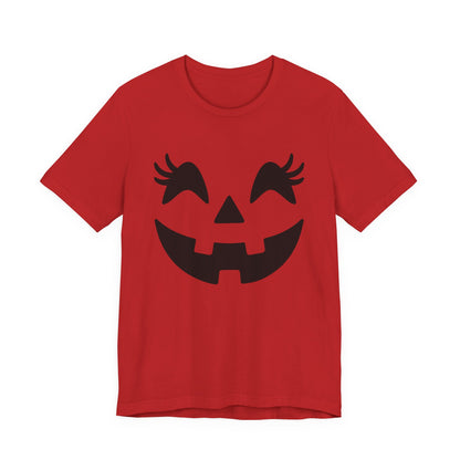 Jack O'Lantern Gesicht Kürbis Wimpern Halloween Damen Mädchen T-Shirt