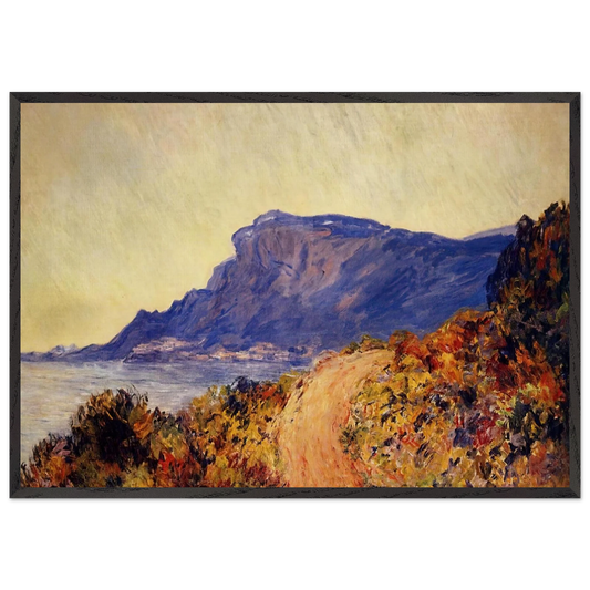 The Red Road at Cap Martin near Menton - claude monet 70x100 cm / 28x40 inches Framed Art Print – Black Wooden Frame