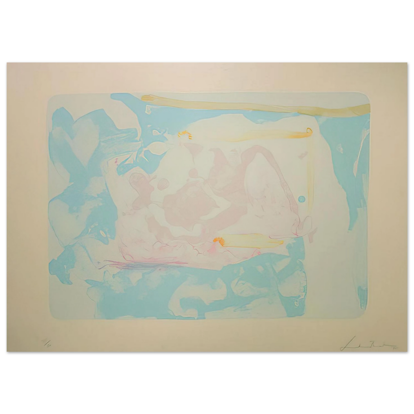 Helen Frankenthaler - Reflections III - 1995 Wall art - 13x18 cm / 5x7 inches - Premium Wooden Framed Poster With Fine Art Paper-canvas - Black frame
