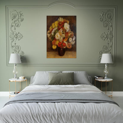 Bouquet of Chrysanthemums - Pierre-Auguste Renoir Brushed Aluminum Print - 70x100 cm / 28x40 inches | Pierre-Auguste Renoir Aluminum Print | Pierre-Auguste Renoir Prints