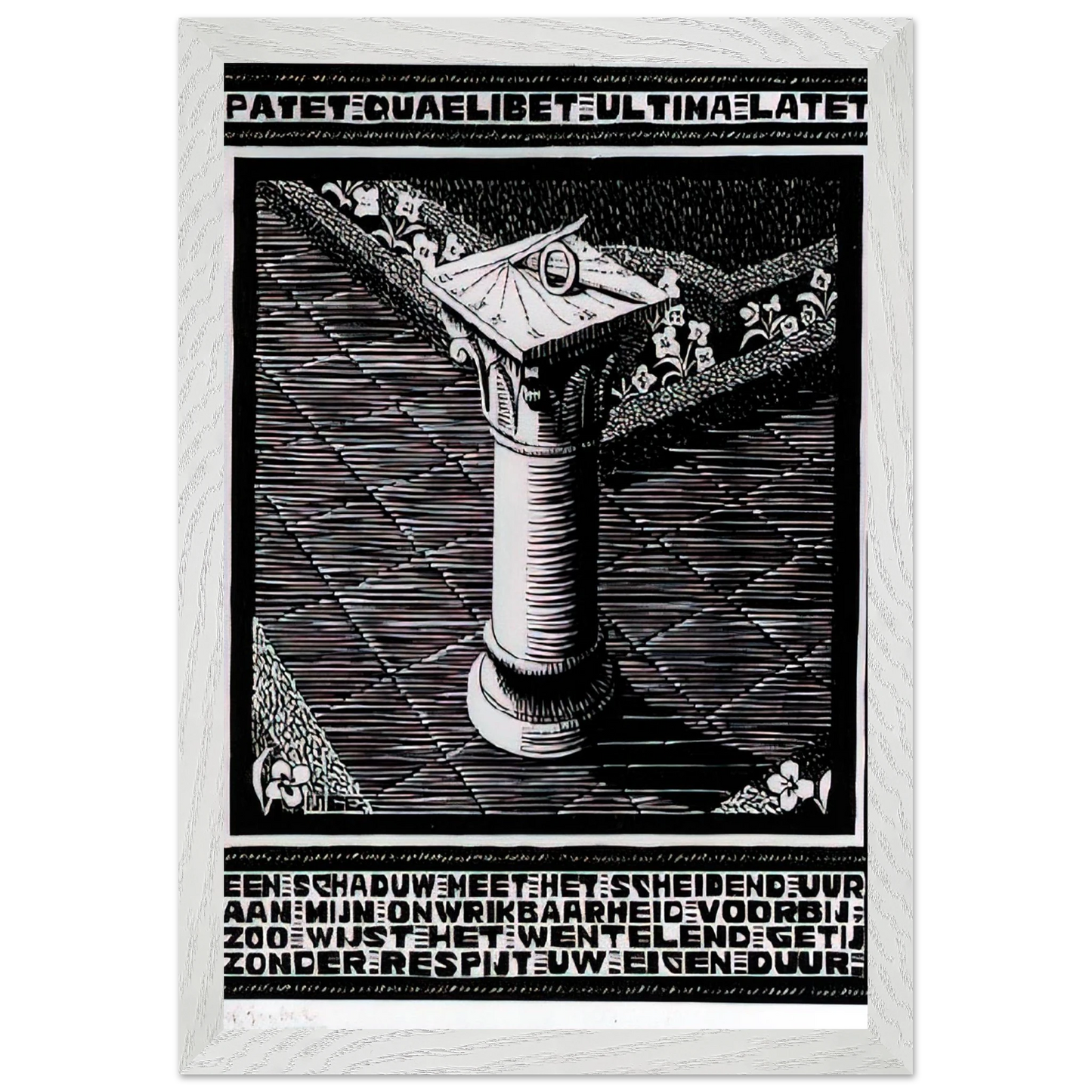 MC Escher - EMBLEMATA SUNDIAL Wall Art - 60x80 cm / 24x32 inches - Premium Wooden Framed Poster With Fine Art Paper-canvas - Black frame