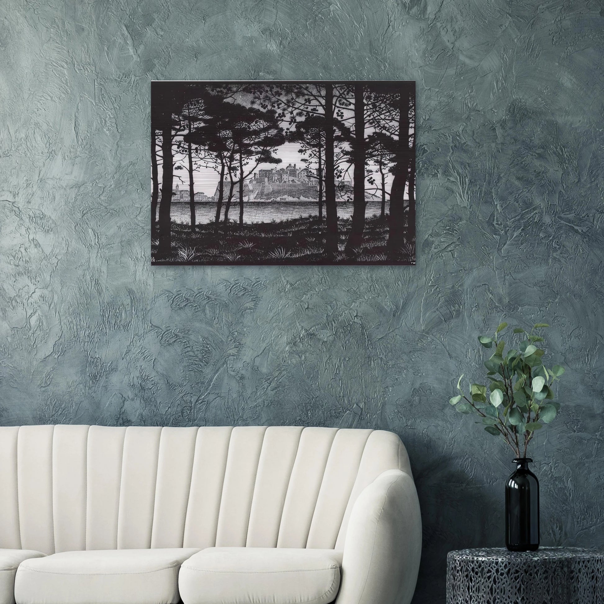 PINETA OF CALVI CORSICA - MC Escher Brushed Aluminum Print - 70x100 cm / 28x40 inches | MC Escher Aluminum Print | MC Escher Prints