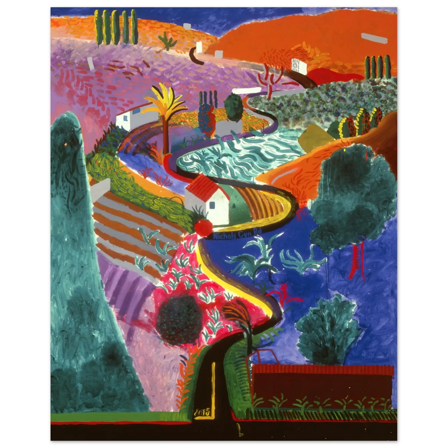 David Hockney - David Hockney Wall art - A1 (59.4 x 84.1  cm) - Premium Wooden Framed Poster With Fine Art Paper - White frame