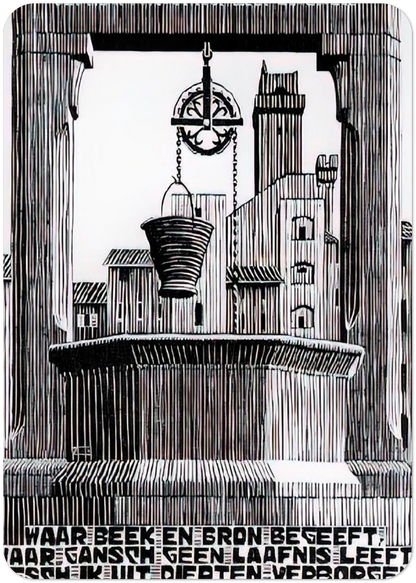 EMBLEMATA WELL By MC Escher Pack of 10 Post Cards | MC Escher Post Cards | A6 (10.5 x 14.8 cm) - 4.1 x 5.8 inches