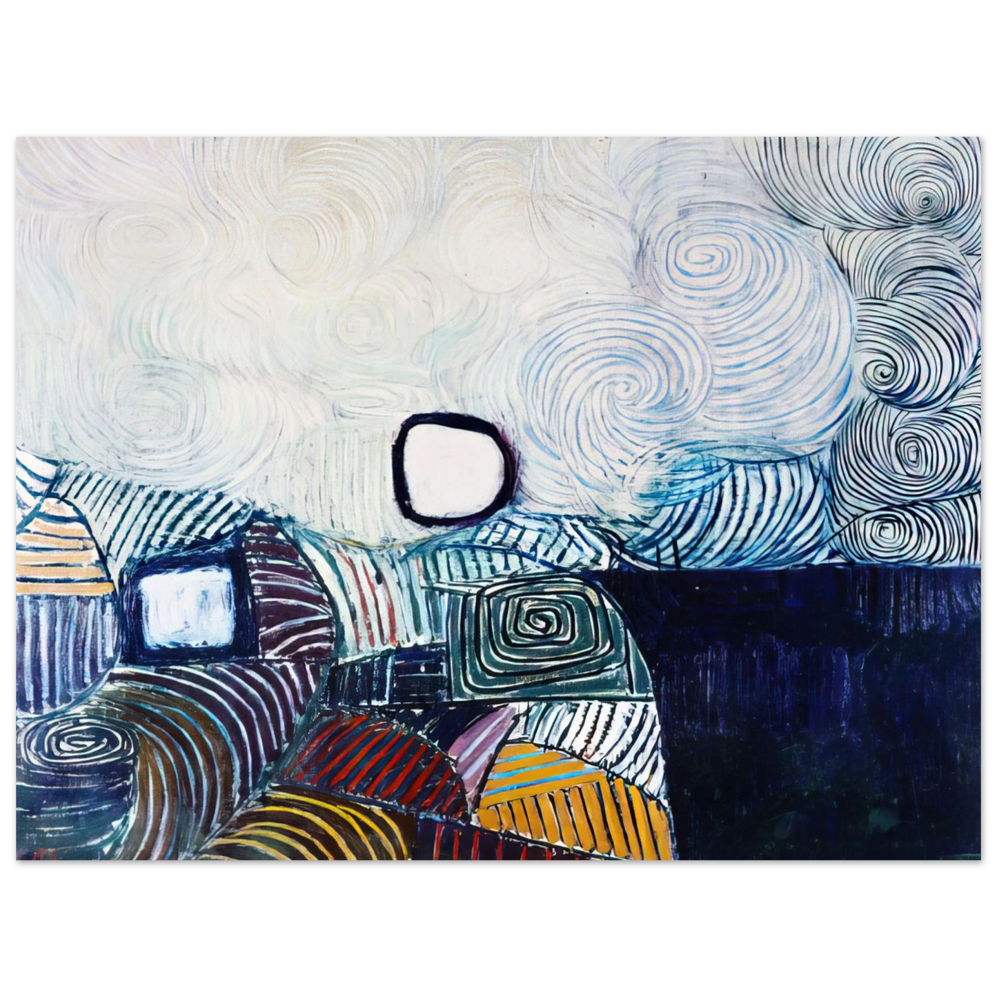 Victor Pasmore - Spiral Development in Green Violet Blue  Gold - 1951  75x100 cm / 30x40inches Fine Art Poster