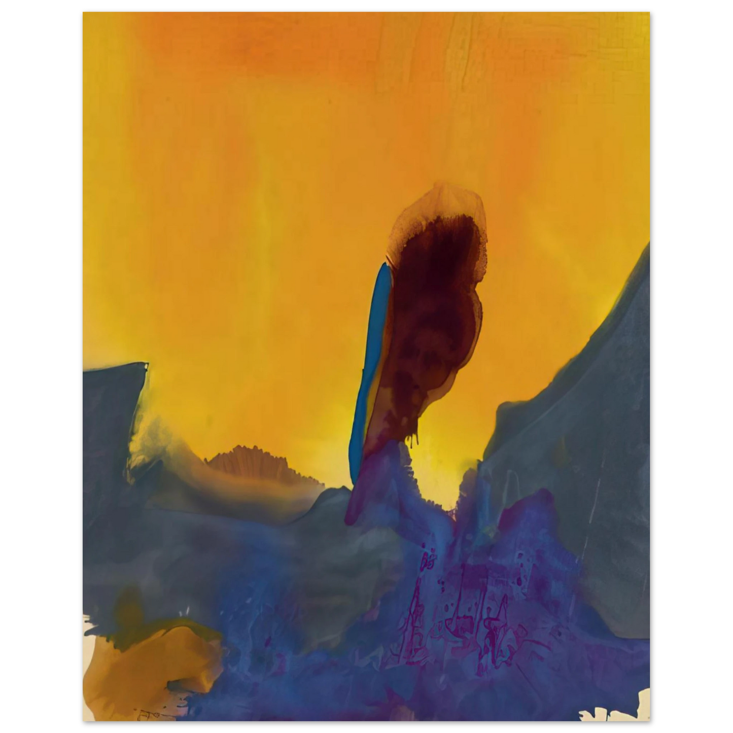 Helen Frankenthaler - Glow II - 1968 Wall art - 27x35 cm / 11x14 inches - Premium Wooden Framed Poster With Fine Art Paper-canvas - White frame
