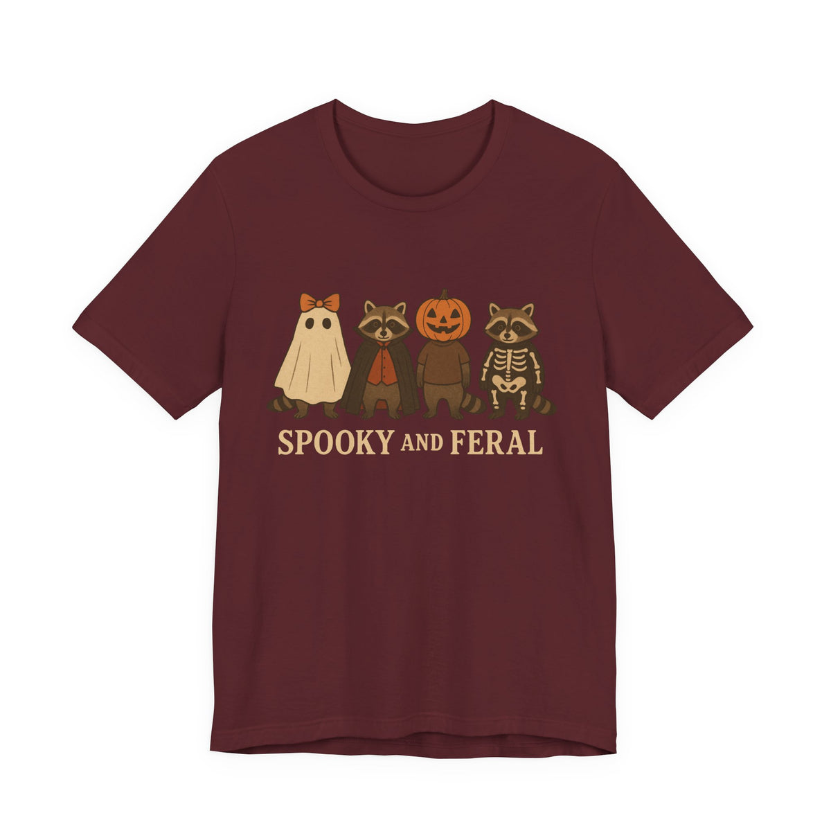 Gruseliges Waschbär-Shirt, lustiges Halloween-T-Shirt mit Grafik, süßes Vintage-Herbst-T-Shirt, trendiges Damen-Halloween-Shirt, T-Shirt mit wildem Waschbär-Motiv