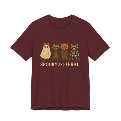 Gruseliges Waschbär-Shirt, lustiges Halloween-T-Shirt mit Grafik, süßes Vintage-Herbst-T-Shirt, trendiges Damen-Halloween-Shirt, T-Shirt mit wildem Waschbär-Motiv