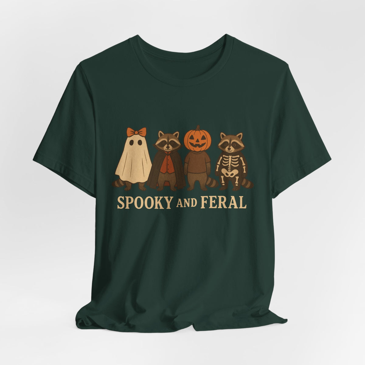 Gruseliges Waschbär-Shirt, lustiges Halloween-T-Shirt mit Grafik, süßes Vintage-Herbst-T-Shirt, trendiges Damen-Halloween-Shirt, T-Shirt mit wildem Waschbär-Motiv