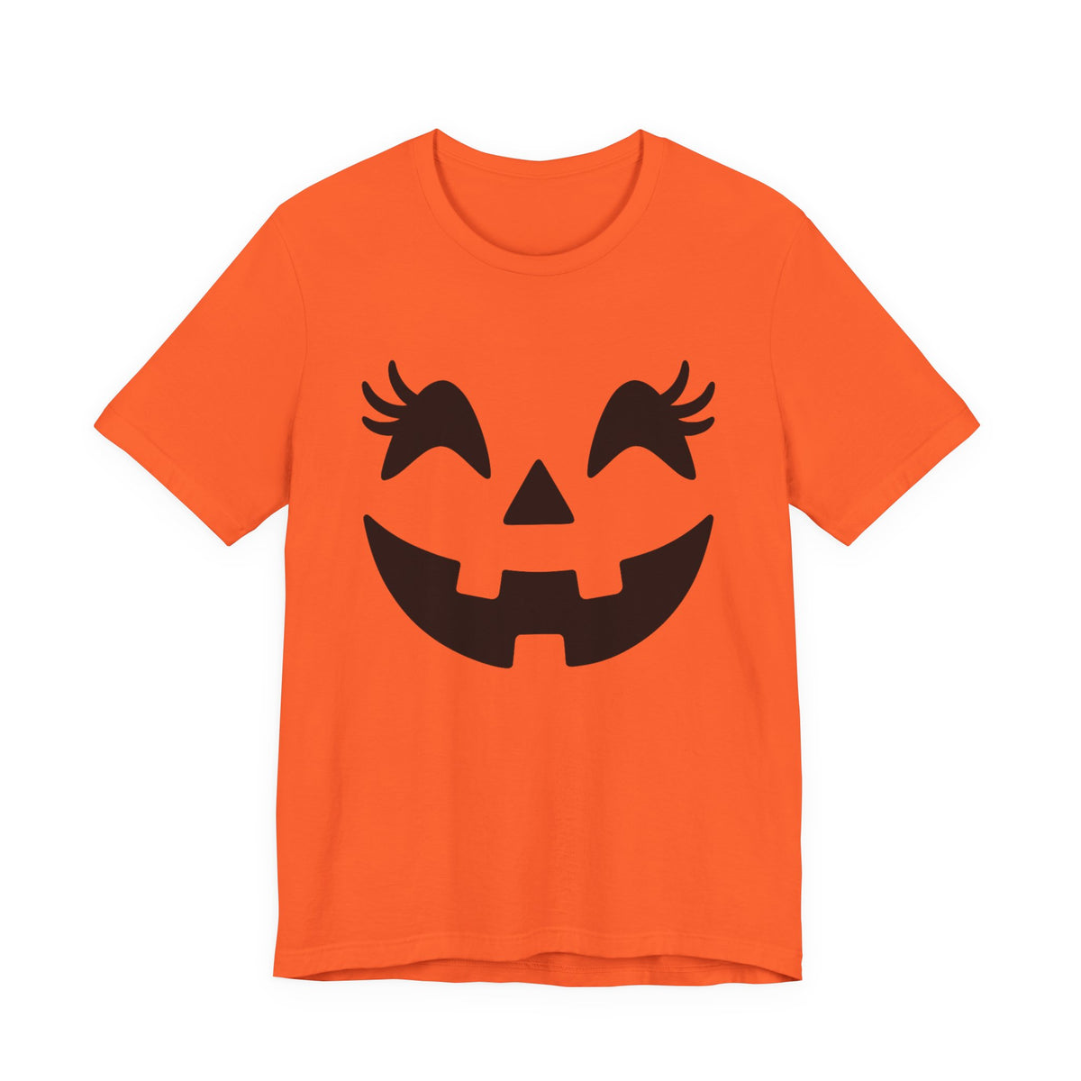 Jack O'Lantern Gesicht Kürbis Wimpern Halloween Damen Mädchen T-Shirt