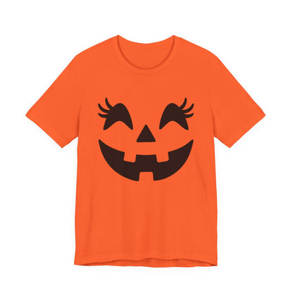 Jack O'Lantern Gesicht Kürbis Wimpern Halloween Damen Mädchen T-Shirt
