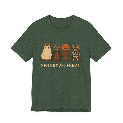 Gruseliges Waschbär-Shirt, lustiges Halloween-T-Shirt mit Grafik, süßes Vintage-Herbst-T-Shirt, trendiges Damen-Halloween-Shirt, T-Shirt mit wildem Waschbär-Motiv