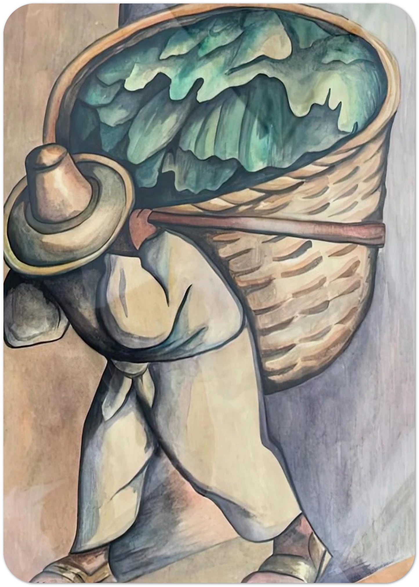 EL CARGADOR DE HOJAS DE PLATANO 1953 By Diego Rivera Pack of 10 Post Cards | Diego Rivera Post Cards | A6 (10.5 x 14.8 cm) - 4.1 x 5.8 inches