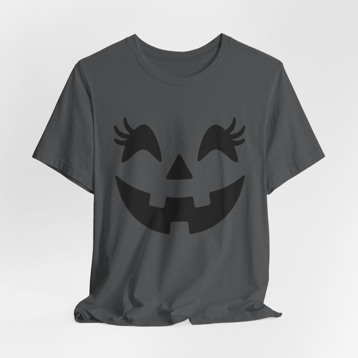 Jack O'Lantern Gesicht Kürbis Wimpern Halloween Damen Mädchen T-Shirt