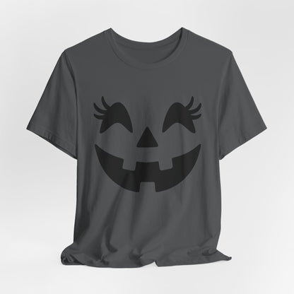 Jack O'Lantern Gesicht Kürbis Wimpern Halloween Damen Mädchen T-Shirt