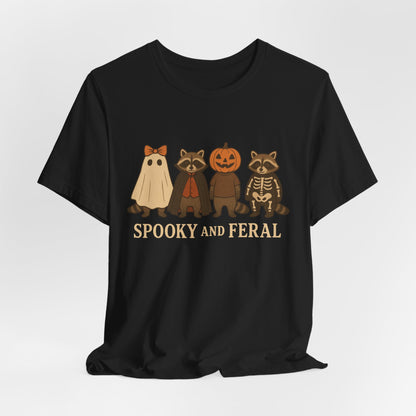 Gruseliges Waschbär-Shirt, lustiges Halloween-T-Shirt mit Grafik, süßes Vintage-Herbst-T-Shirt, trendiges Damen-Halloween-Shirt, T-Shirt mit wildem Waschbär-Motiv