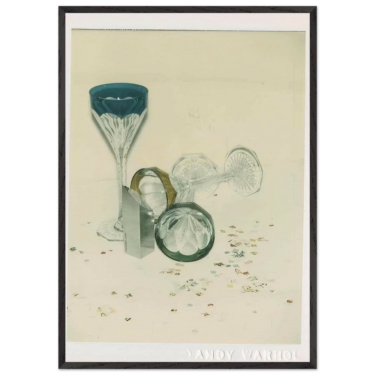 Committee 2000 Champagne Glasses - Andy Warhol 70x100 cm / 28x40 inches Framed Art Print – Black Wooden Frame