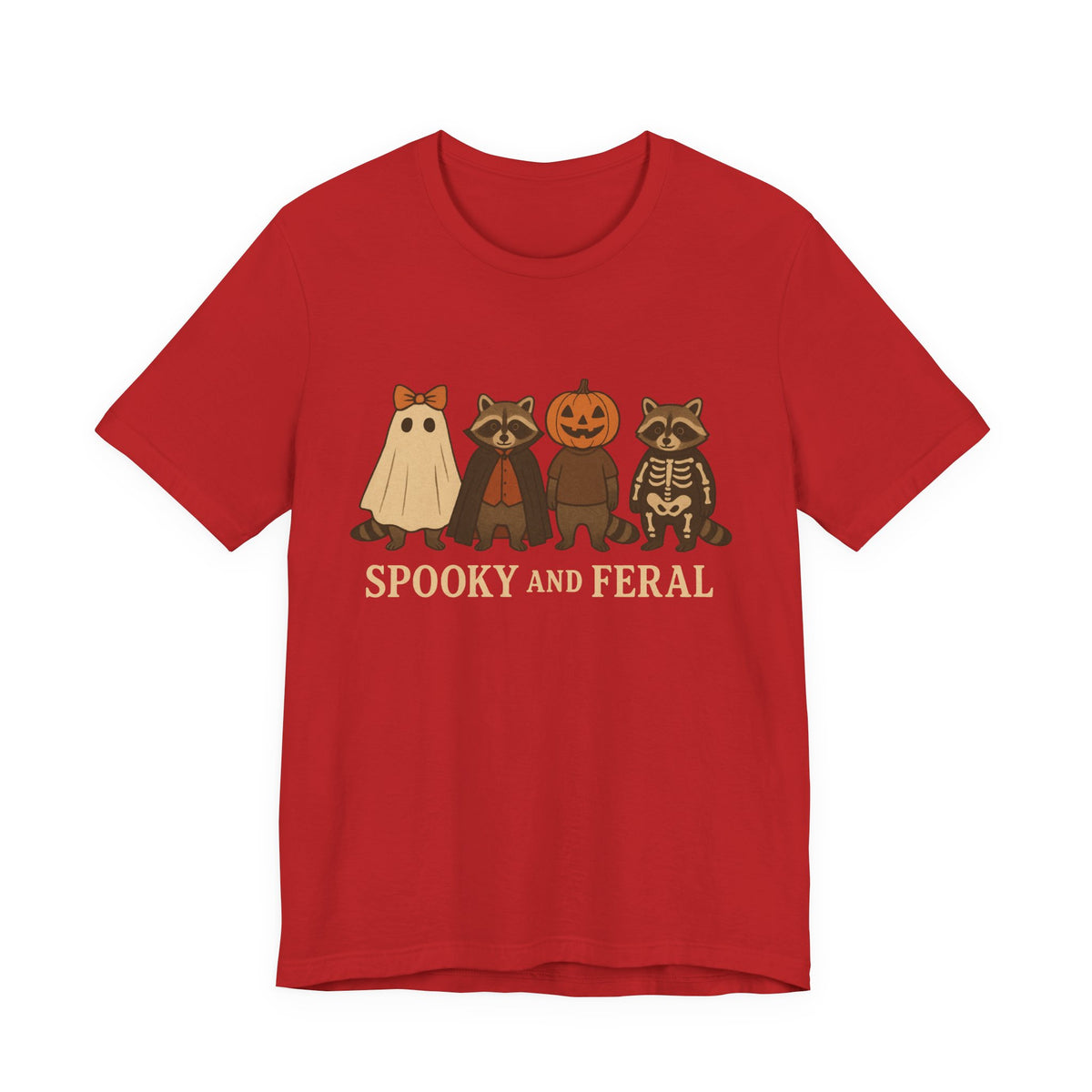 Gruseliges Waschbär-Shirt, lustiges Halloween-T-Shirt mit Grafik, süßes Vintage-Herbst-T-Shirt, trendiges Damen-Halloween-Shirt, T-Shirt mit wildem Waschbär-Motiv