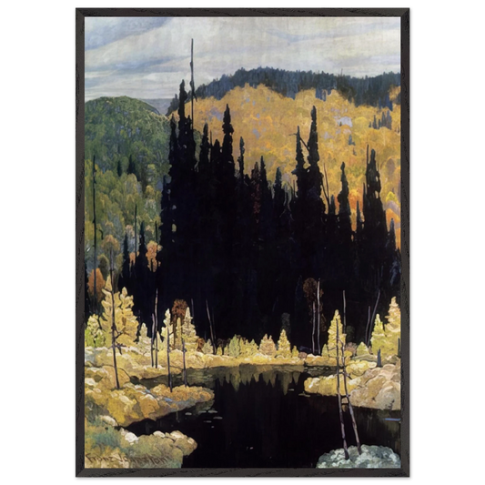 Autumn Algoma - Art Nouveau Modern - Frank Johnston 70x100 cm / 28x40 inches Framed Art Print – Black Wooden Frame