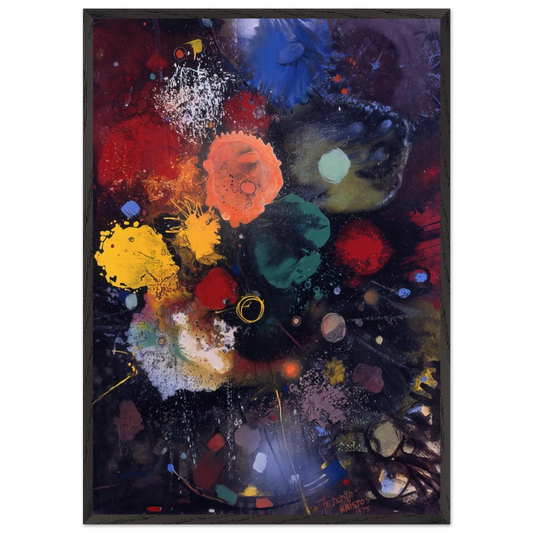 Flowers No 5 - 1975 - Gebre Kristos Desta 70x100 cm / 28x40 inches Framed Art Print – Black Wooden Frame