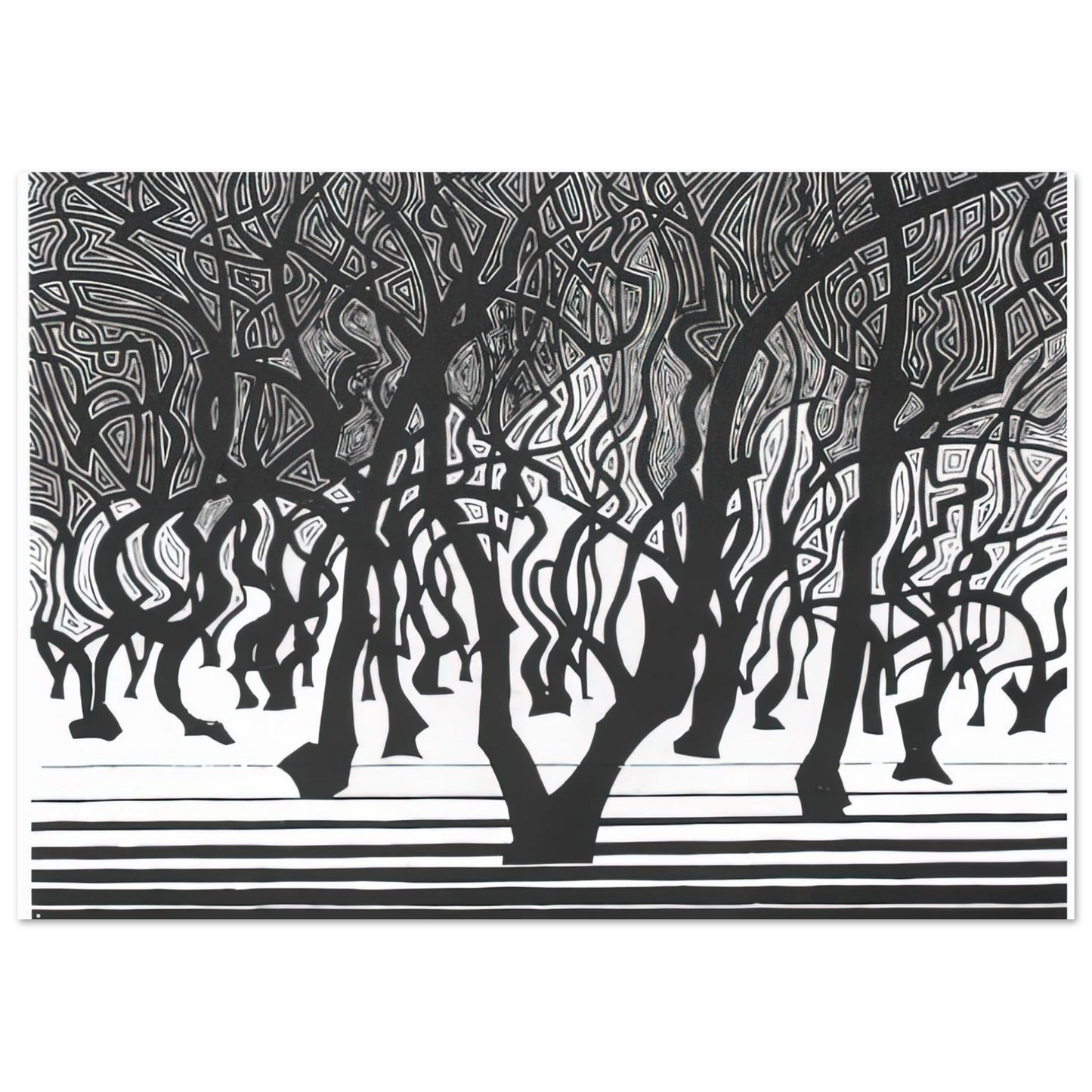 MC Escher - WOODS NEAR MENTON Wall Art - 30x40 cm / 12x16 inches - Premium Wooden Framed Poster With Fine Art Paper-canvas - Wood frame