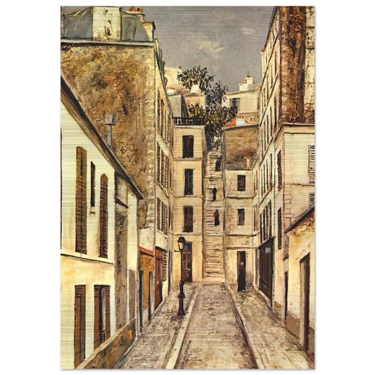 THE PASSAGE THE DEAD END - Maurice Utrillo Brushed Aluminum Print - 70x100 cm / 28x40 inches | Maurice Utrillo Aluminum Print | Maurice Utrillo Prints