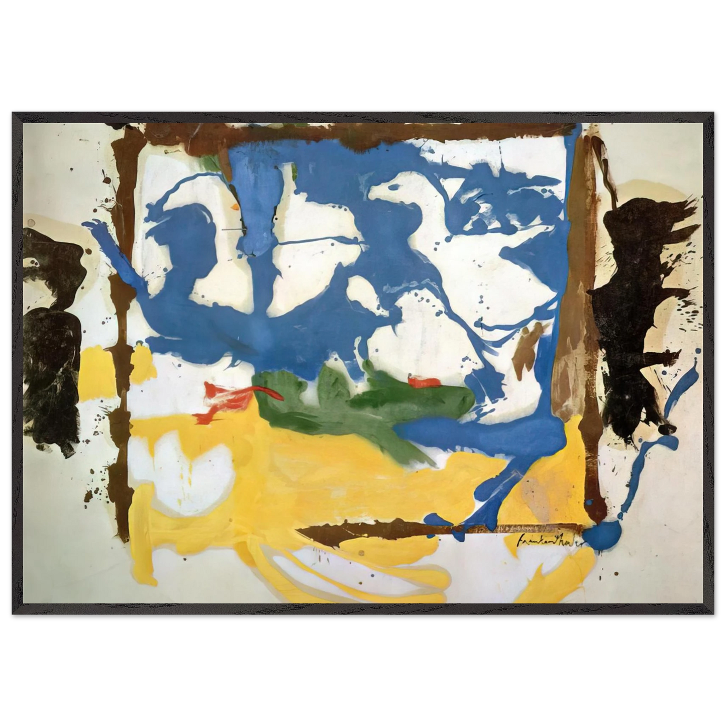 Helen Frankenthaler - Swan Lake #2 - 1961 Wall art - 28x43  cm / XL (11x17 inches) - Premium Wooden Framed Poster With Fine Art Paper-canvas - Wood frame