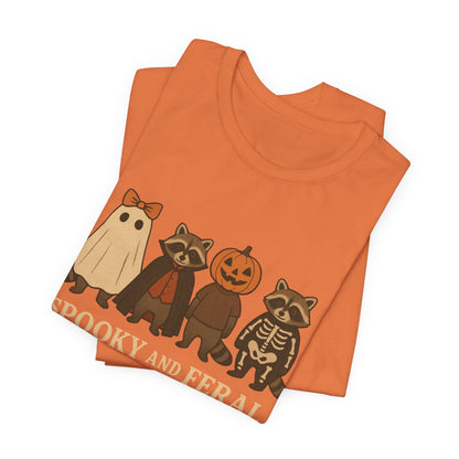 Gruseliges Waschbär-Shirt, lustiges Halloween-T-Shirt mit Grafik, süßes Vintage-Herbst-T-Shirt, trendiges Damen-Halloween-Shirt, T-Shirt mit wildem Waschbär-Motiv