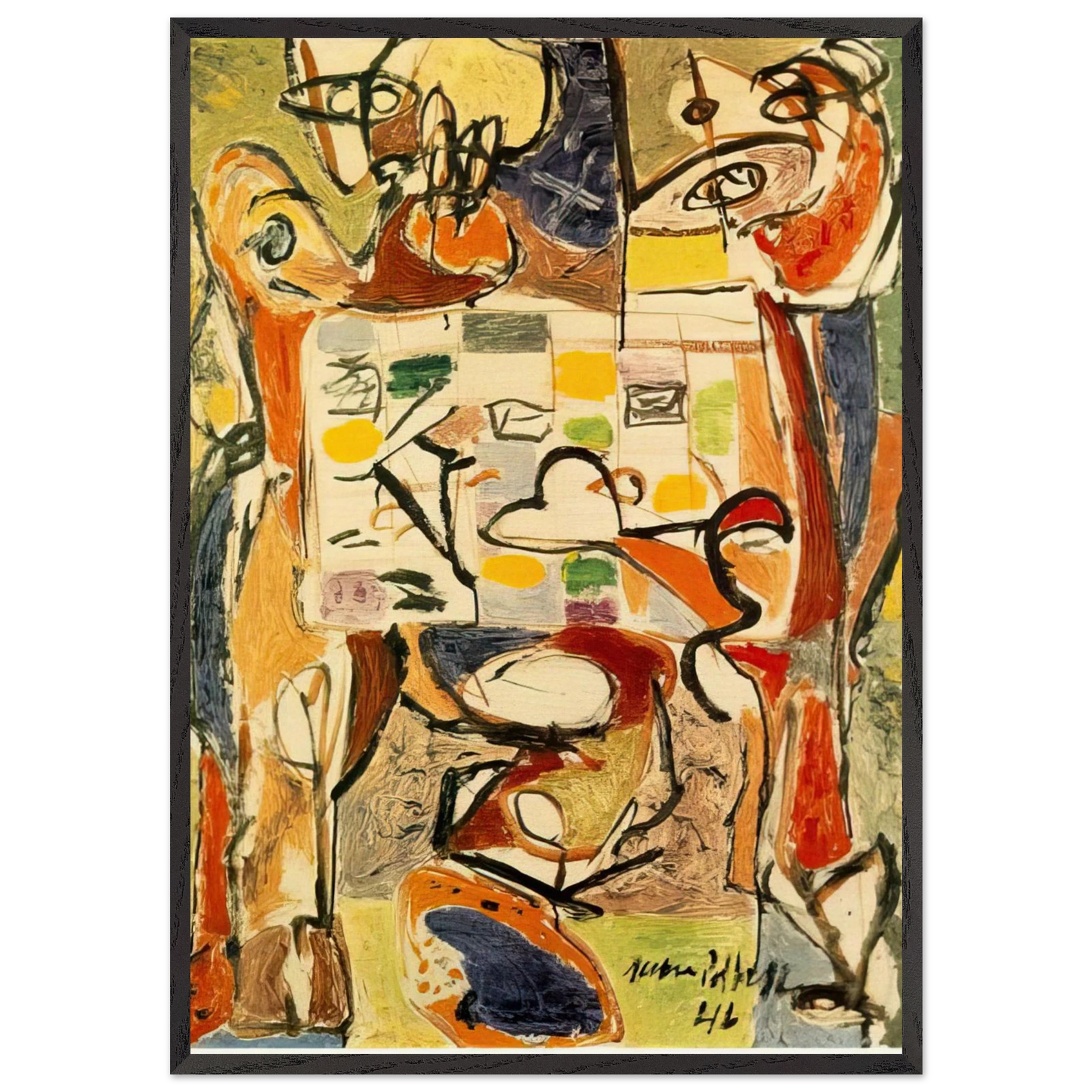 THE TEA CUP - Jackson Pollock 70x100 cm / 28x40 inches Framed Art Print – Black Wooden Frame