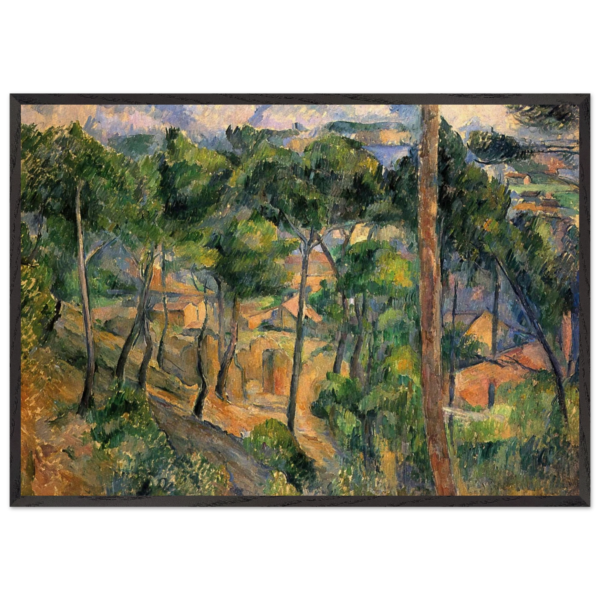 LEstaque View Through The Pines - Paul Cezanne 70x100 cm / 28x40 inches Framed Art Print – Black Wooden Frame
