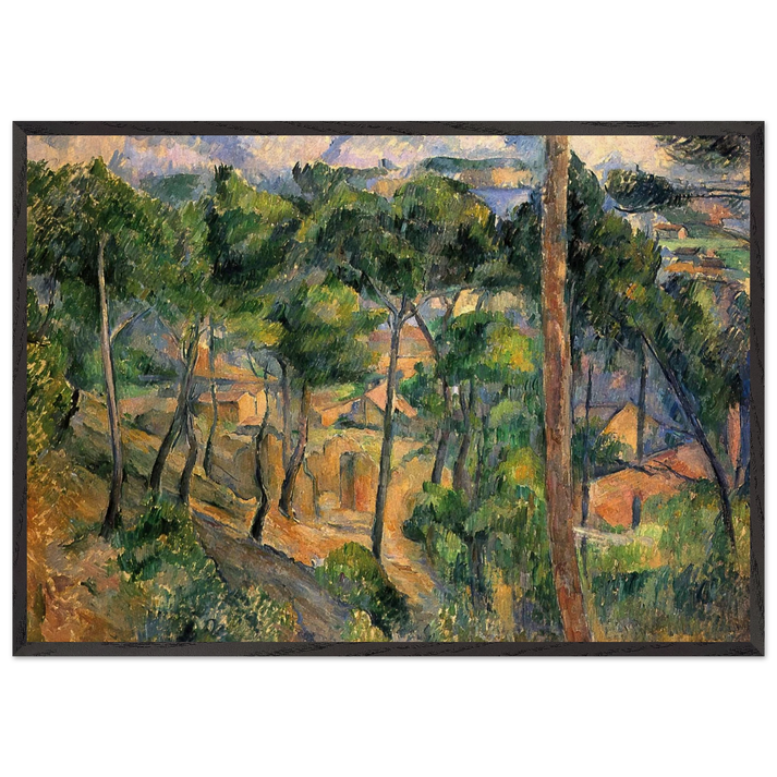 LEstaque View Through The Pines - Paul Cezanne 70x100 cm / 28x40 inches Framed Art Print – Black Wooden Frame